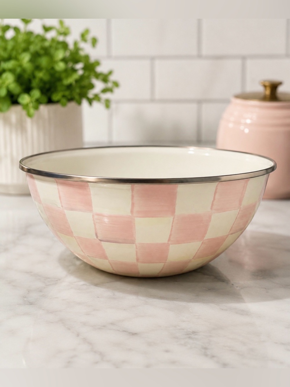 MacKenzie-Childs Rosy Check Medium Everyday Bowl